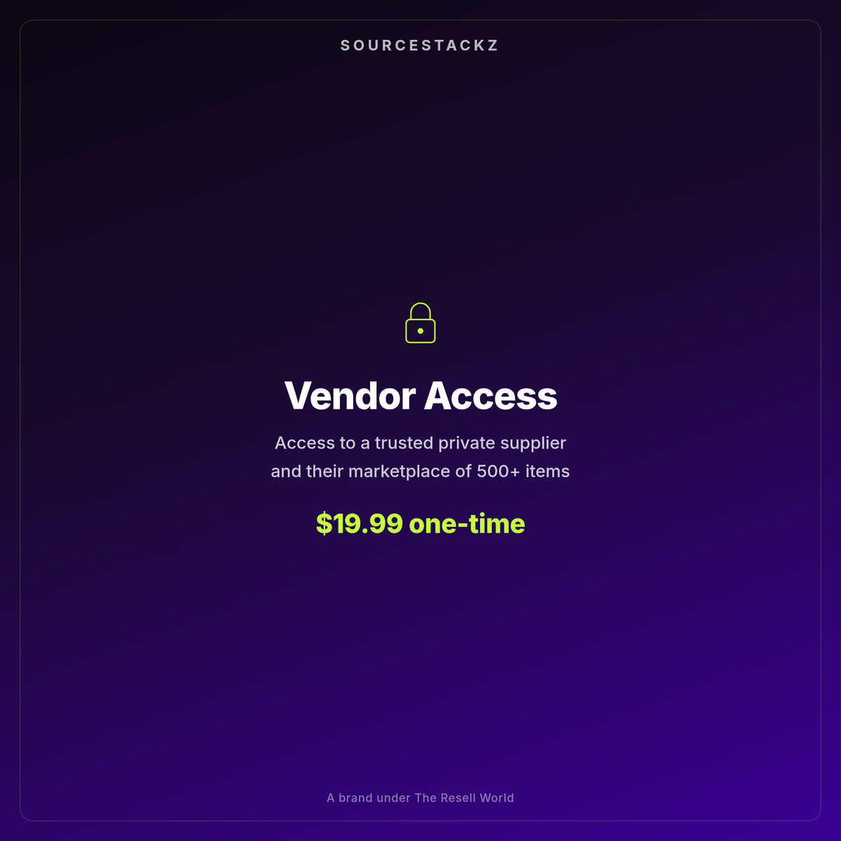 SourceStackz Vendor Access